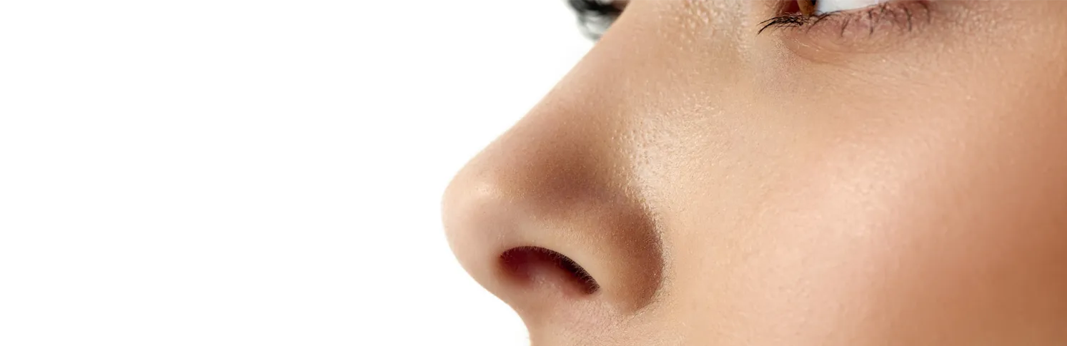A close-up of a patient’s nose